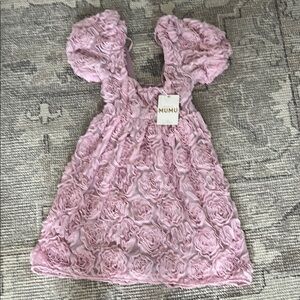 Show Me Your Mumu Women's Smitten Babydoll Dress, Rosette Mesh Pink size S